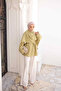 Oil Green Shawl Detailed Waist Tie Tunic - 2