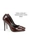 Stiletto Brown Patent Leather Pointed Closed Toe 11 cm High Thin Heel New Season - 2