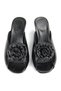 Rosette Flexible Soft Non-Slip Sole (4/6 cm) Black Patent Leather Handmade Rose Detailed Women's Thick Heeled t - 5