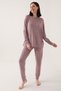Bright Pinstripe Brown Women's Long Sleeve Pajama Set - 2