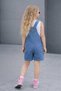Girl Child Sttch Embroidered Summer Cotton Denim Shorts Salopet Overalls-Shorts Do Not Exist - 2