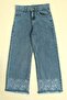 Flower Embroidered Girl's Pants with Adjustable Waist - 3