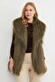 Faux Fur Vest with Belt Detail - 2