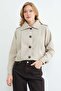 Buttoned Shirt Collar Pleated Trench Coat