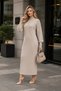 (Stone Color)Flat Cut Tubular Zipper Detail Long Dress (130 cm) - 5