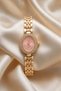 Vi̇vos Women's Gold Steel Bracelet Watch Pink Dial Stone Embellished Oval Case Vintage Old Money Luxury Elegant Women's Wristwatch 2026 - 2