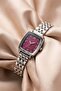 Snies Women's Silver Steel Band Claret Red Dial Rectangular Oval Case Elegant Quartz Wristwatch |   Vintage Luxury 2026 - 3