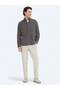 Gray Striped Regular Fit Long Woven Velvet Casual 100% Cotton Shirt - 2