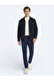 Midnight Blue Straight Woven Slim Fit Casual Cotton Blended Pants