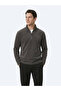 سترة رياضية من الصوف المسطح ياقة مرتفعة متوسطة الطول من أنثراسايت - 3