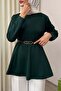 Belted Peplum Blouse 0040 - Emerald Green