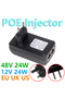24V 1A US Plug HKBTM POE Injector 48V 24V 12V 24W EU US UK AU Plug For CCTV IP Camera Power Supply - 8