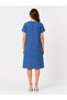 Women's Blue Denim Dress Front Zipper V-Neck Slim Fit Ruffle Hem Casual Dress - 3