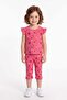 Ribbed Floral Patterned Ruffled Girls' 2-Piece Set - 2