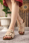 Daily Women - Men Double Buckle Banded Patterned Cork Sole Slippers 245 - 8