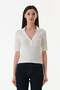 Buttoned Front Polo Neck Lycra Blouse - 8