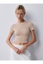 Women's 4-Piece Black Ribbed Crew Neck Camisole Crop T-SHIRT - 5