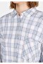 Relaxed Fit Shirt Neck Checked Women's Blue Long Sleeve Shirt - 4