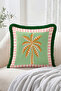 It's a Good Day to Be Happy Written Palm and Lobster Patterned 4-Piece Fringed-Tasseled Throw Pillow Cover Set - 6