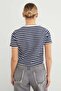 Striped Crew Neck Transitional Crop T-Shirt - 4