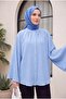 تونيك سينا بأكمام إسبانية وياقة دائرية وأزرار - أزرق - 5
