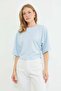 Bat Sleeve Blouse with Draped Sides