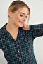Plaid Patterned Suede Pajama Set - 3