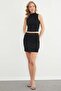 Elastic Waist Stone Glitter Mini Skirt - 5
