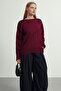 Burgundy Crew Neck Oversized Knitwear Sweater - 4