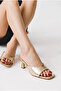 Patent Leather Short Heeled Comfortable Stylish Slippers 5 cm Gold Gold - 2