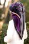 100% Twill Silk Checked Sweater Patterned Plum - Navy Color 90X90 Scarf Edge Stitching Shape Hand D - 6