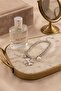 White Plated Pearl and Clover Figured Women's Chain Lucky Bracelet - 4