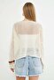 Mesh Knitted Boat Neck Knitwear Blouse - 8