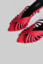 Dafne Red Stripe Detailed Pointed Toe Thin Heeled Women's Slippers - 8 cm - 5