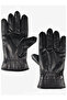 Men's Faux Leather Gloves with Fur Inside - 7