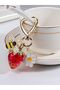 1pcs Golden 1pcs cute strawberry,daisy,bee,heart-shaped metal keychain,perfect for bag accessory,key - 7