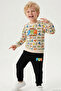 Boy's Tracksuit Set Entertainment Themed Zebra Adventure 1.5-5 Years, Stone
