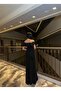 Katre Neck Ruffled Slit Evening Dress 582834 Black - 4