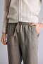 100% Linen Loose Fit Ankle Length Khaki Trousers G1397Ax26Sm - 5