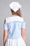 Off Shoulder Striped Ribbed Short Sleeve Light Blue T-Shirt Girl Child H9613A826Au - 3