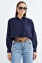 Buttoned Single Pocket Crop Shirt