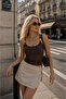 Women's Brown Accessory Detailed Body-Hugging Special Design Rope Strap Blouse - 2