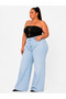 Wide Leg Jeans Premium Women's Extra Large Size Super High Waist Es Stretchy Ot Pants-Light Blue - 5