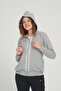 Women's Gray Melange Zippered Hooded Pocket Tracksuit Set - 7408 - 4