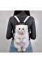 Plush Cat Backpack With Adjustable Straps White | Luxury-Inspired Realistic Faux Fur Kawaii Cat Backpack for Unisex, Cute Casual Bag - 2
