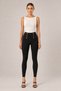 Black Gold Button Detail and Cross-Stitch High-Waisted Shaping Winter Knit Leggings - 4
