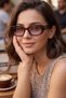 Women's Uv400 Retro Brown Sunglasses with Gold Accessories Wj23-3 C3D - 3