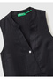 Women's Black 100% Linen Button-Front Long Dress with Wide Skirt - 3