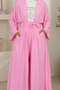 Women's Kimono Long Cardigan Trouser Set Belted Hijab Combination 3218 - 5