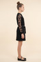 Girl's Dress with Tulle Sleeves and Flowers, Black Color, It Is Recommended to Order One Size up - 3